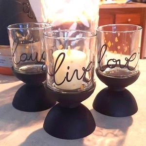 Sentiment Votive Holder set w/ pedestals